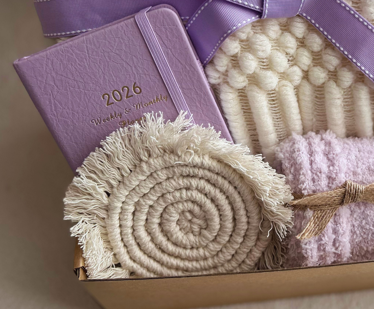 2026: Your Year to Bloom — An All-in-One Encouragement Suite Featuring the Signature Lavender Planner & Cloud-Knit Sanctuary Blanket Basketful Gifts