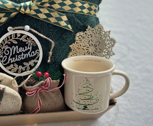Winter Warm-Up Christmas Gift Basket for Him – Cozy Blanket, Warm Socks & Holiday Mug Basketful Gifts