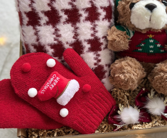 Christmas Gift Basket for Girls Ages 3–8 – Festive Wrap & Teddy Bear Basketful Gifts