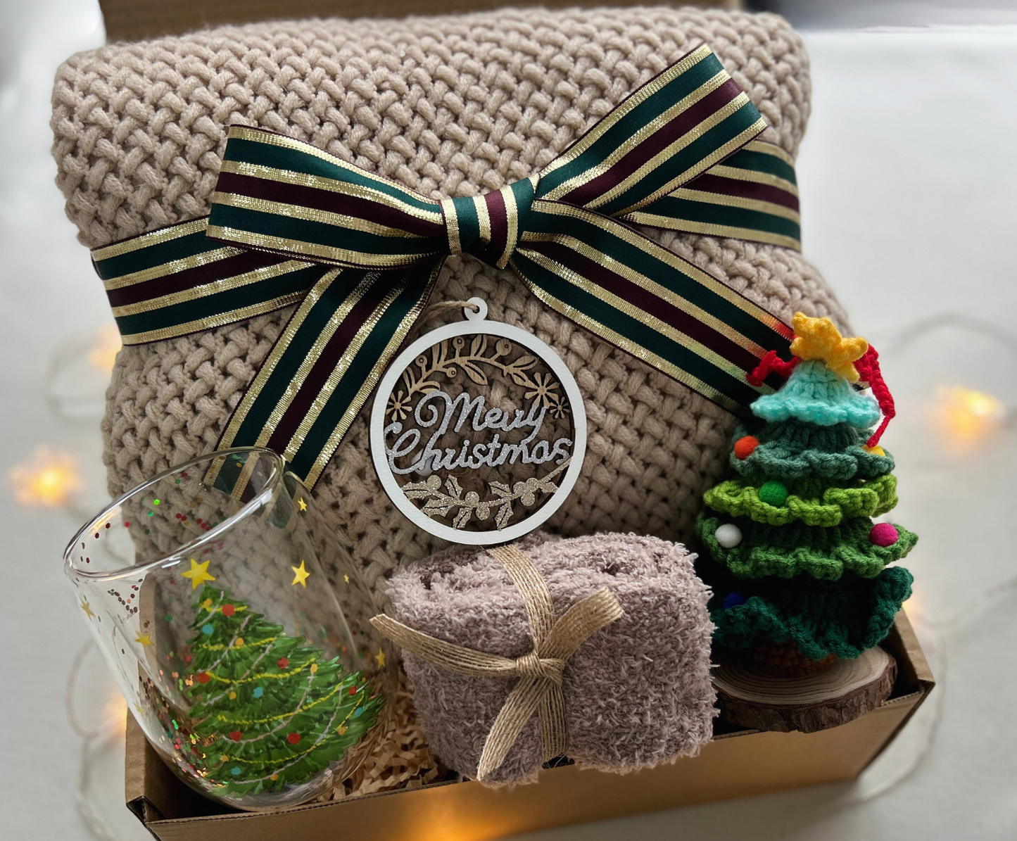 Christmas Gift Baskets for Family & Friends with Cozy Blanket and Xmas Mug