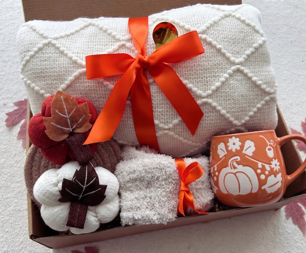 Pumpkin Theme Fall Gift Basket Self Care Package Birthday Gift Basket for Women My Store