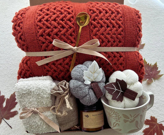 Cozy Care Package for Best Friend Fall Theme Self Care Gift Basket