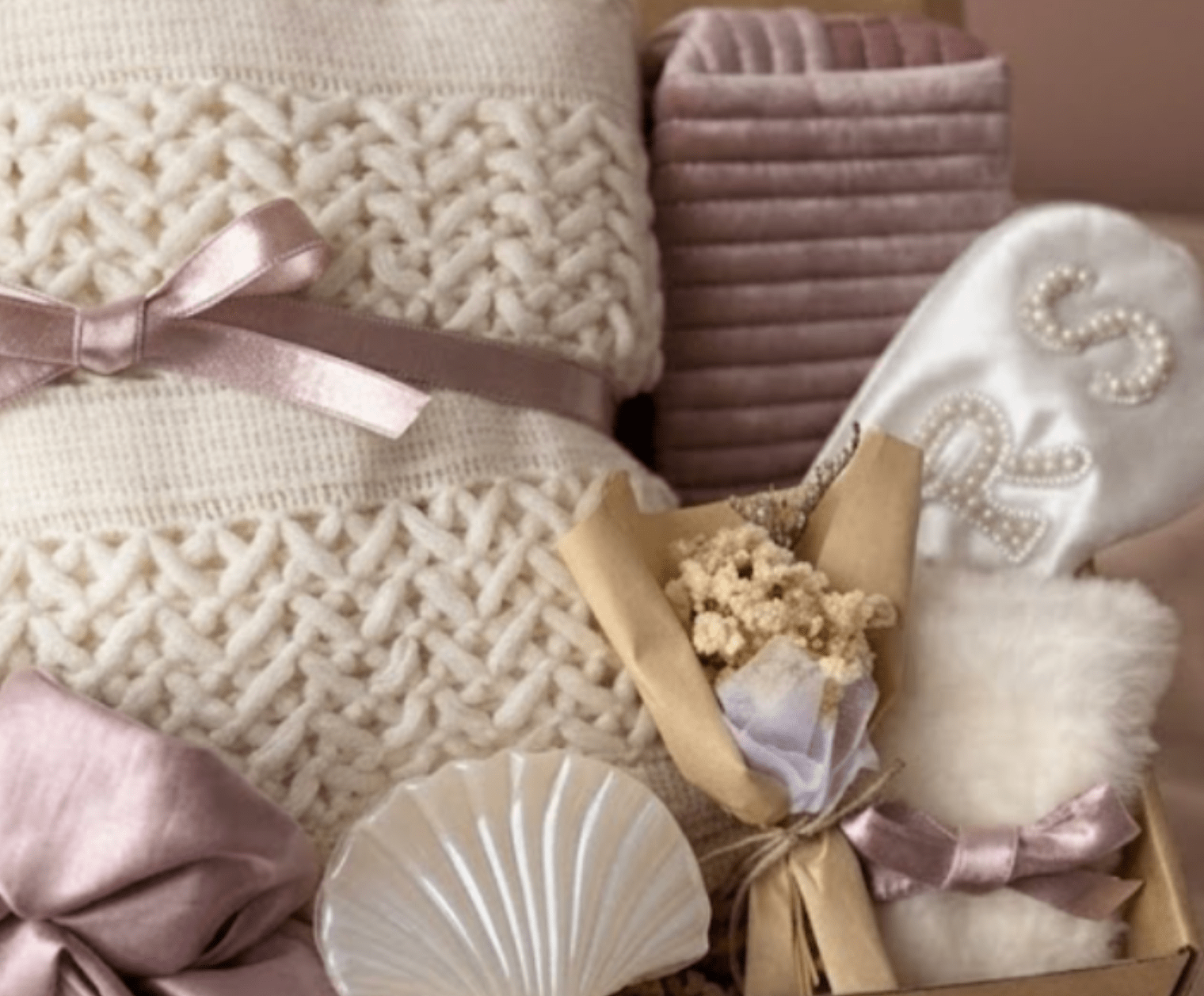 Bridal Shower Gift Box | Cozy Knit & Spa Set for Bride - Basketful Gifts