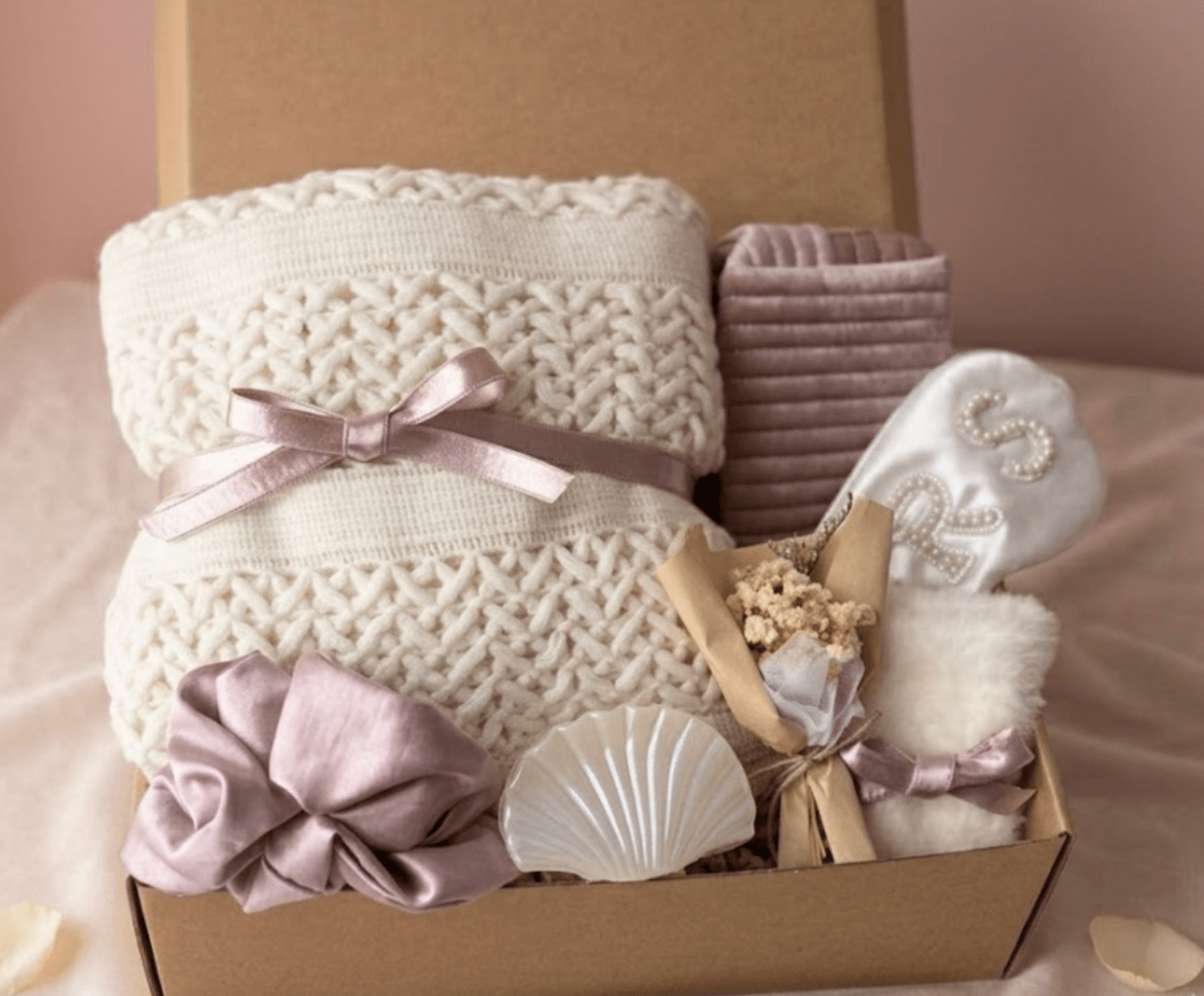 Bridal Shower Gift Box | Cozy Knit & Spa Set for Bride - Basketful Gifts