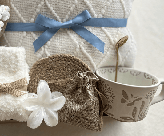 Care Package Gift Basket for Women with Crochet Flower Bouquet, Blanket and Care Essentials - Basketful Gifts