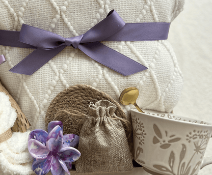 Care package gift basket floral ceramic mug with spoon - Basketful Gifts