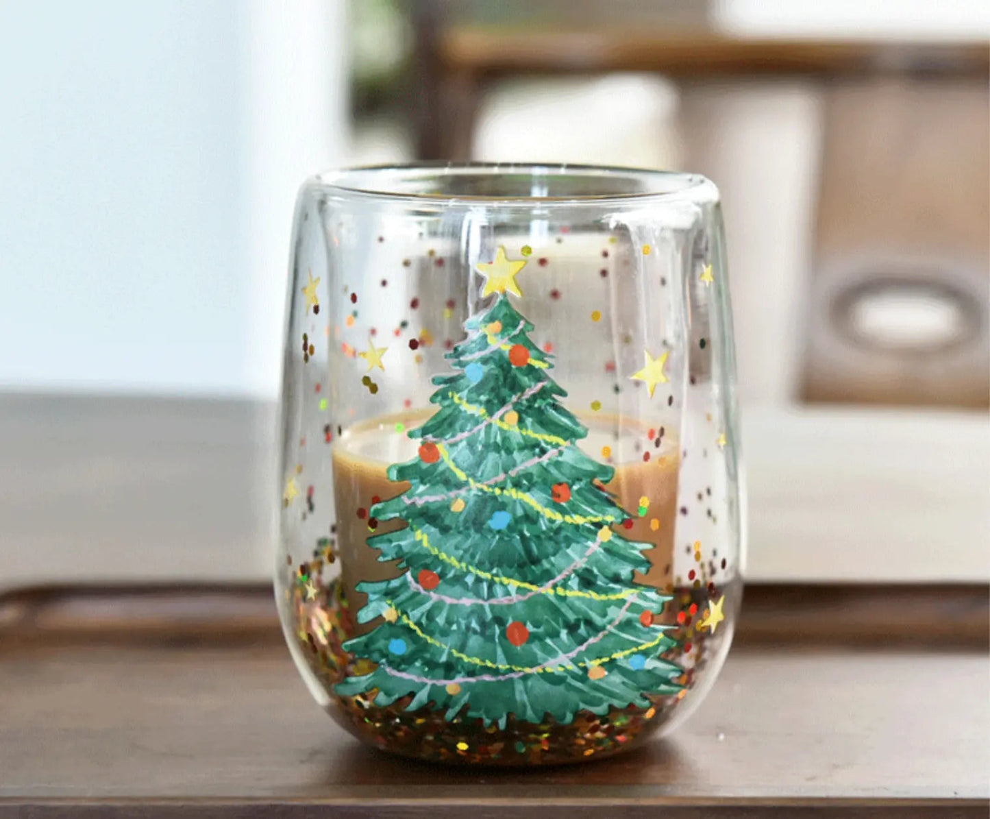 Christmas Comfort Gift - Green Blanket & Xmas Tree Glasses - Basketful Gifts
