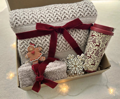 Christmas Gift Basket for Women — Cozy Blanket & Holiday Socks - Basketful Gifts