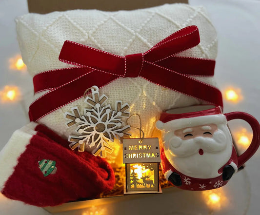 Christmas Gift for Elderly Woman - Cozy Blanket & Festive Mug - Basketful Gifts