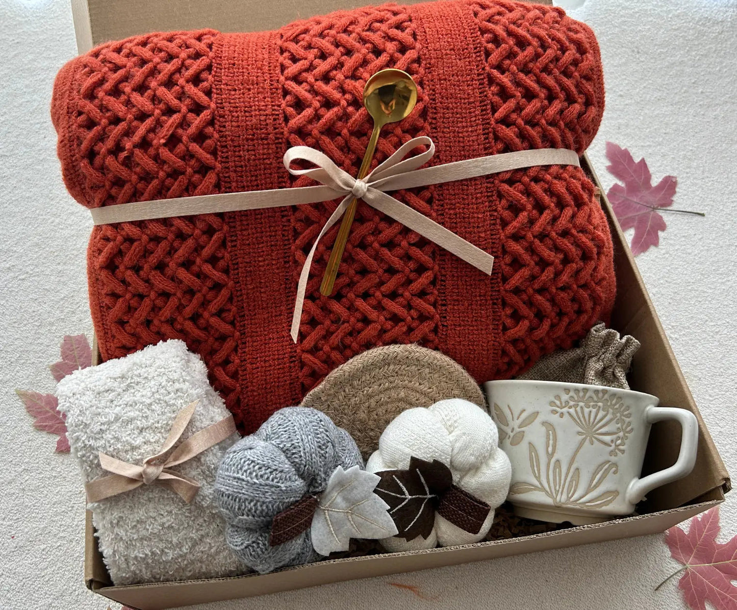 Cozy Care Package for Best Friend Fall Theme Self Care Gift Basket - Basketful Gifts