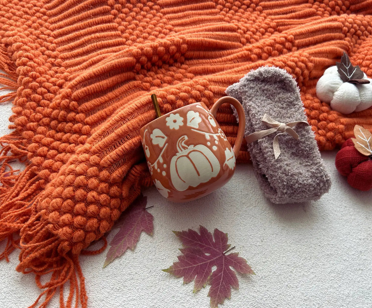 Cozy Self Care Package Pumpkin Theme Fall/Winter Gift Package - Basketful Gifts