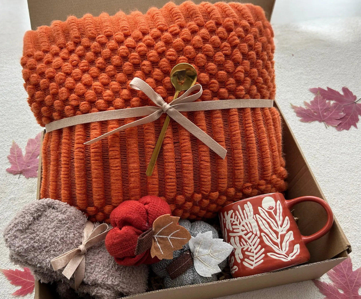 Cozy Self Care Package Pumpkin Theme Fall/Winter Gift Package - Basketful Gifts
