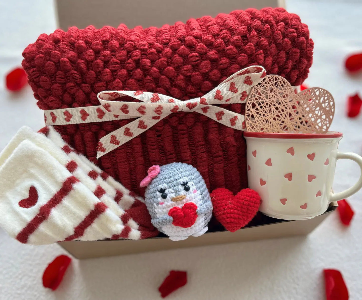 Curated Valentine’s Day Gift Box for Her – Luxury Cozy Blanket & Love-Inspired Gifts - Basketful Gifts