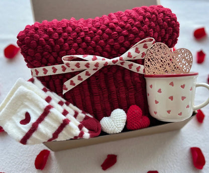 Curated Valentine’s Day Gift Box for Her – Luxury Cozy Blanket & Love-Inspired Gifts - Basketful Gifts