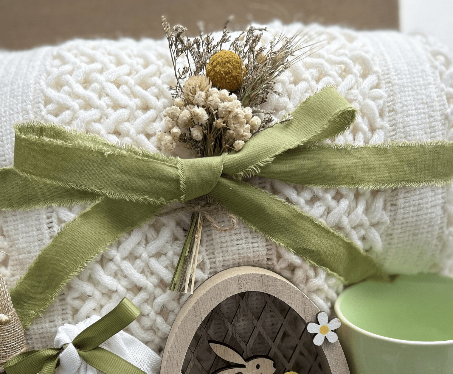 Easter Morning | Olive Green Easter Gift Basket & Home Decor Care Package - Basketful Gifts