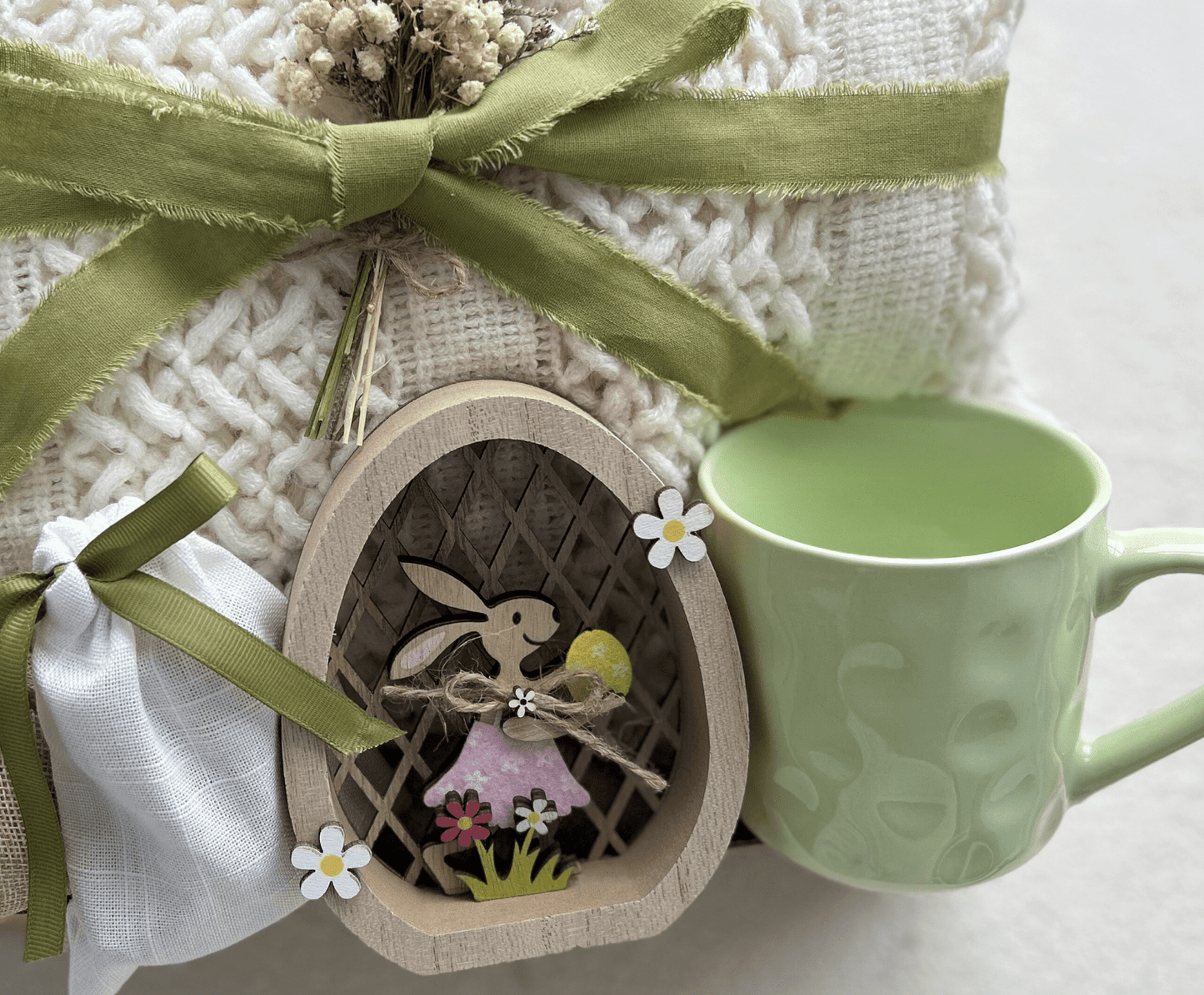 Easter Morning | Olive Green Easter Gift Basket & Home Decor Care Package - Basketful Gifts
