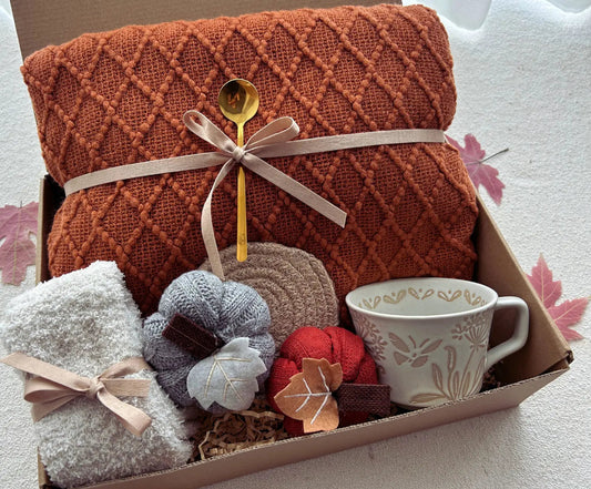 Fall Basket for Women Pumpkin Theme Care Package Burnt Orange - Basketful Gifts