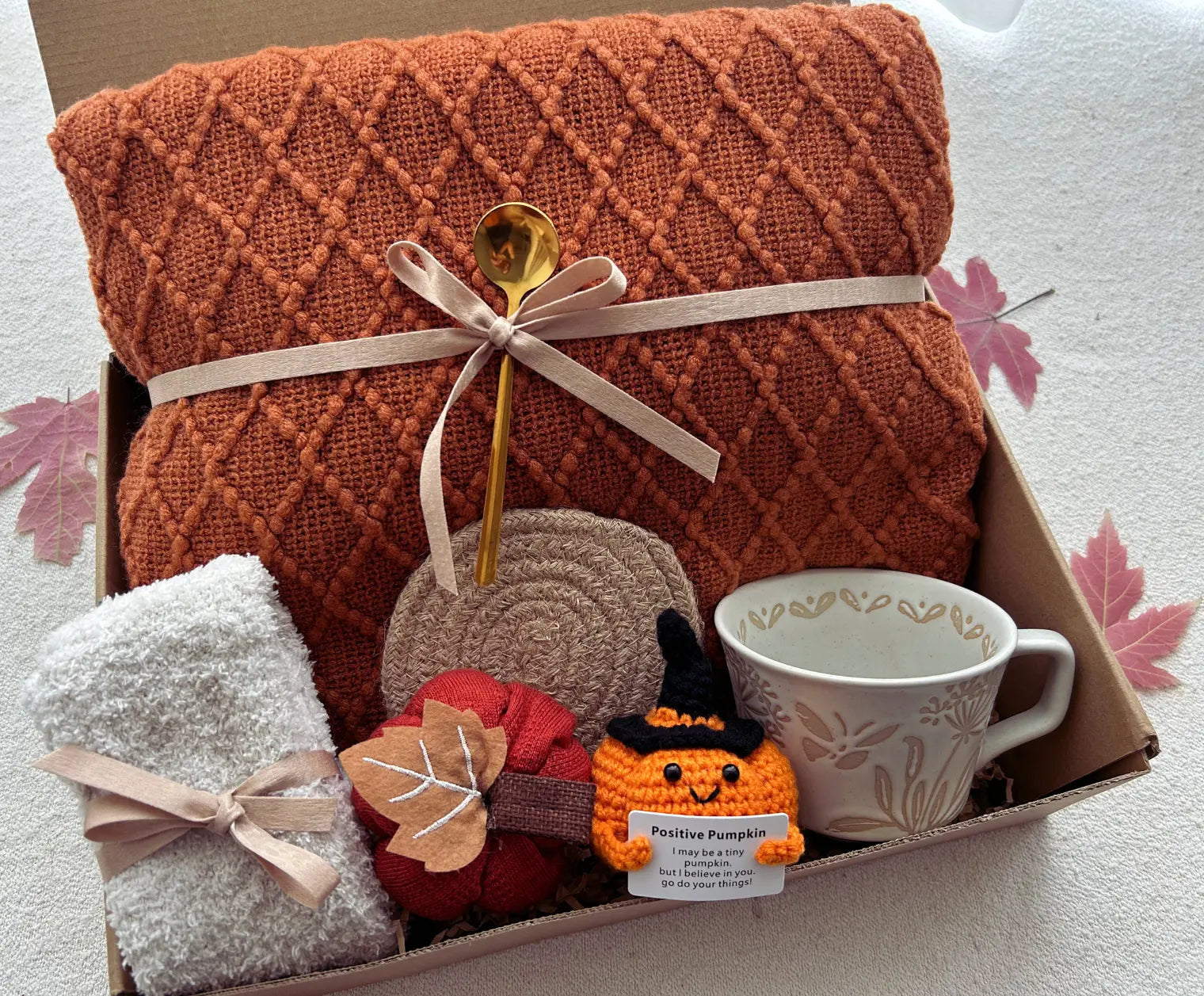 Fall Basket for Women Pumpkin Theme Care Package Burnt Orange - Basketful Gifts
