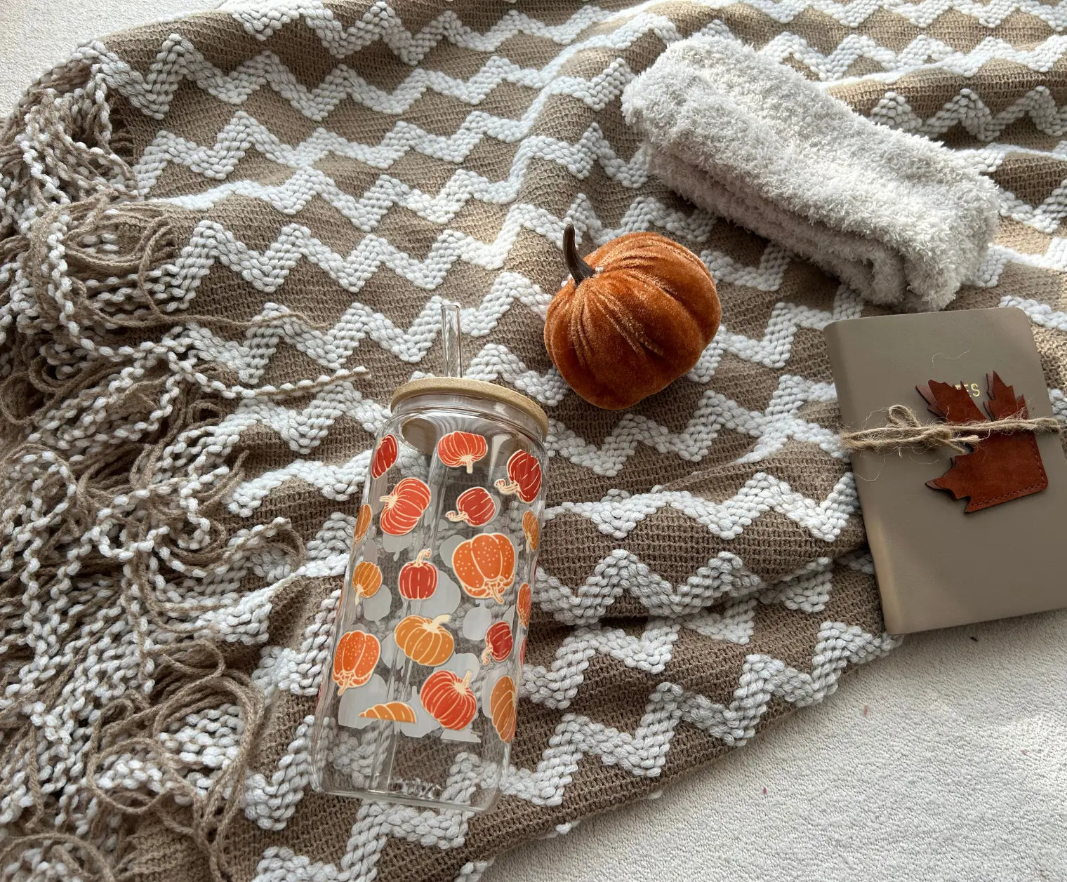 Fall Season Basket for Friends and Family with Blanket & Pumpkin Tumbler - Basketful Gifts