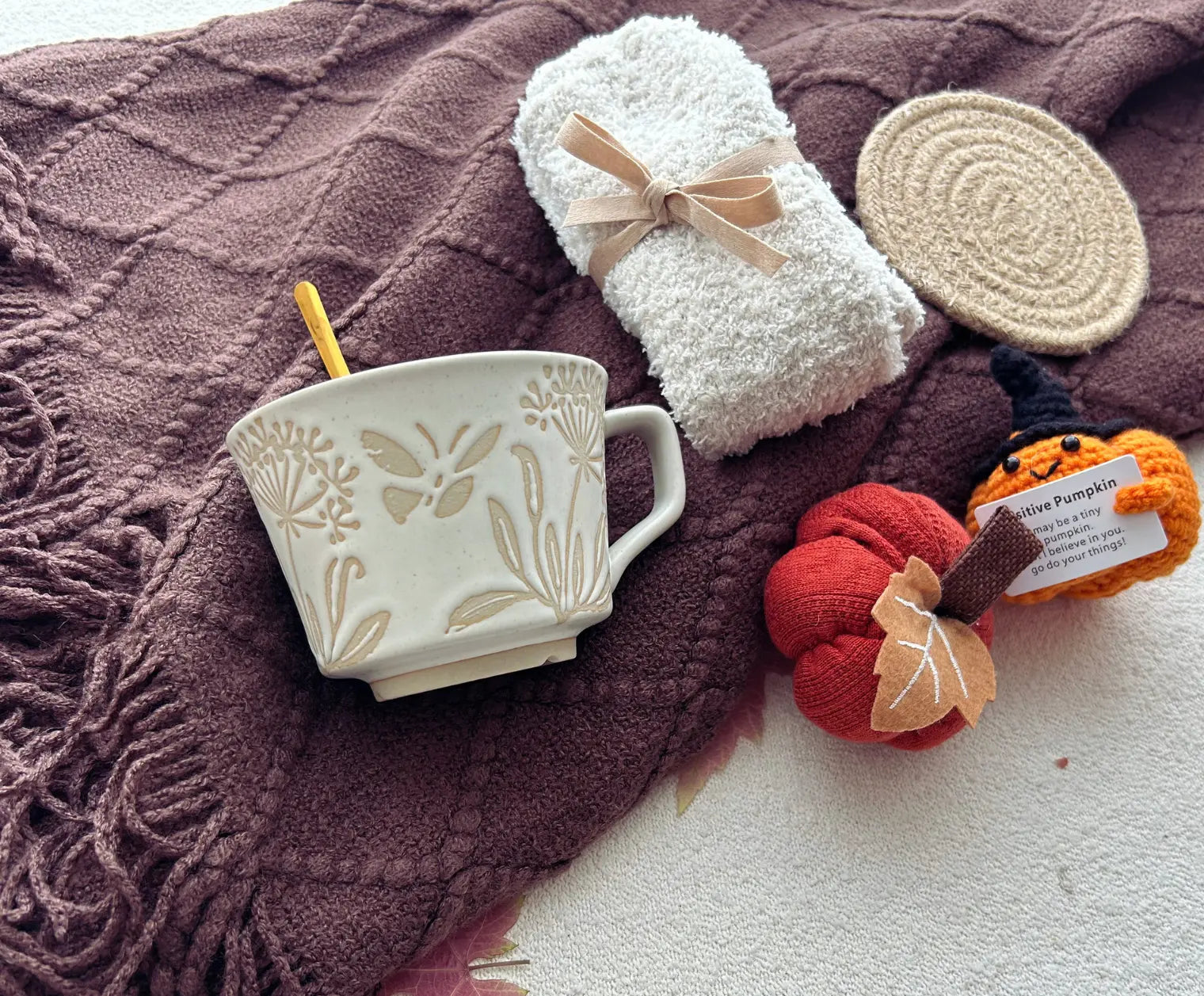 Fall sympathy gift basket comfort items for her and him - Basketful Gifts