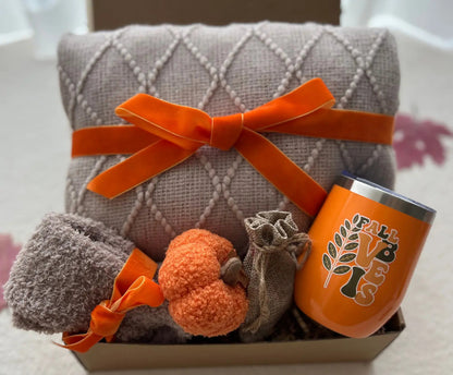 Fall Vibe Gift Basket with Blanket and Tumbler - Basketful Gifts