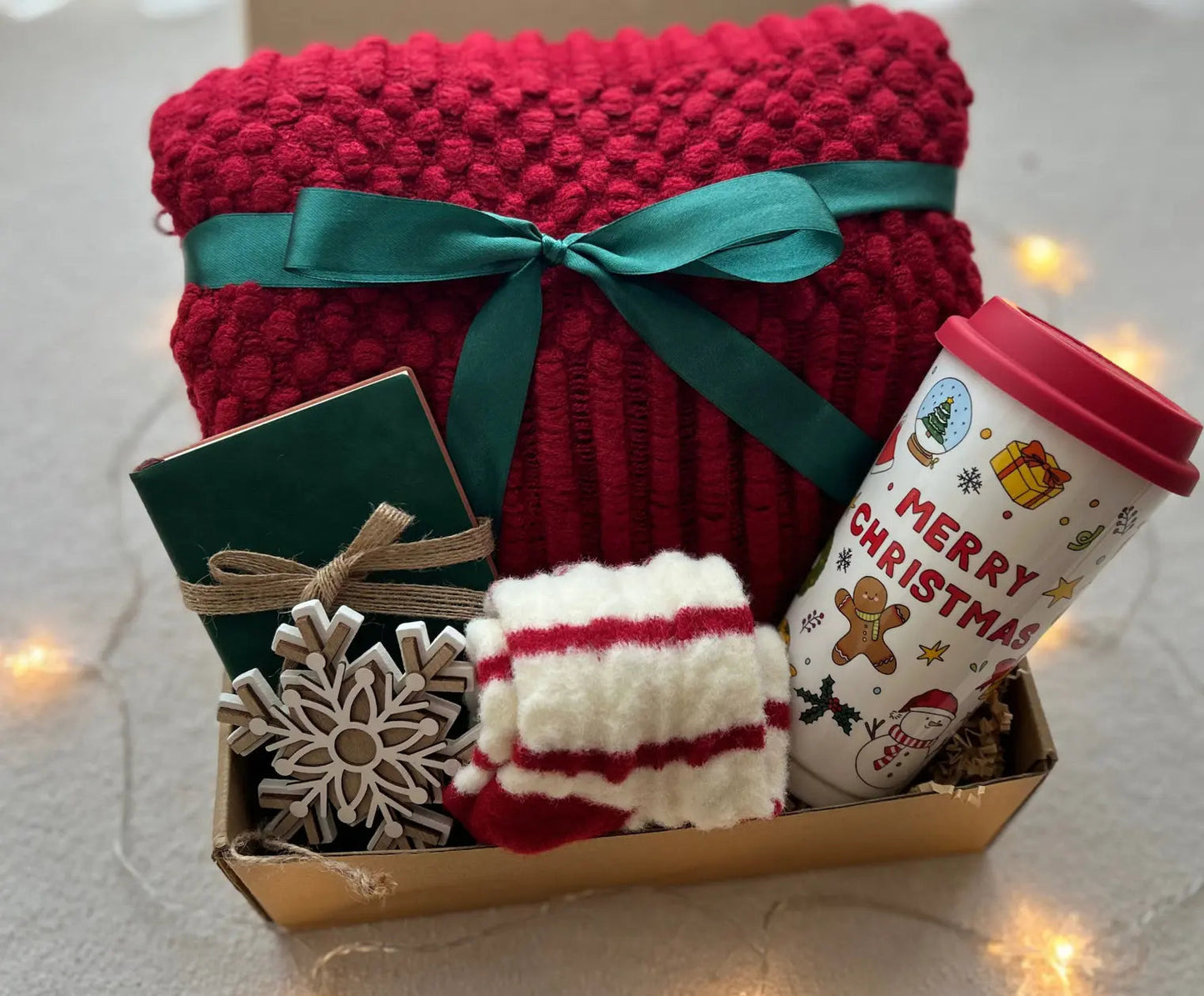 Great Christmas Gifts for Employees - Cozy Blanket & Tumbler - Basketful Gifts