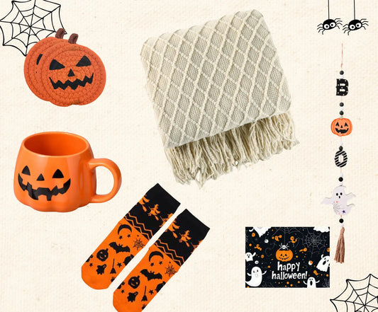 Halloween Gift Basket with Blanket Pumpkin Mug - Basketful Gifts