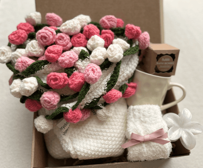 Thinking of You gift basket with ceramic mug and floral hair claw - Basketful Gifts