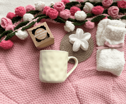Thinking of You gift basket handmade floral bouquet and cozy care set - Basketful Gifts