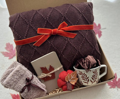 Happy Fall Gift Basket for Women with Blanket & Mug - Basketful Gifts