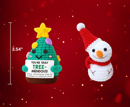 Hygge Christmas Presents - Mini Crochet Snowman & Christmas Tree - Basketful Gifts