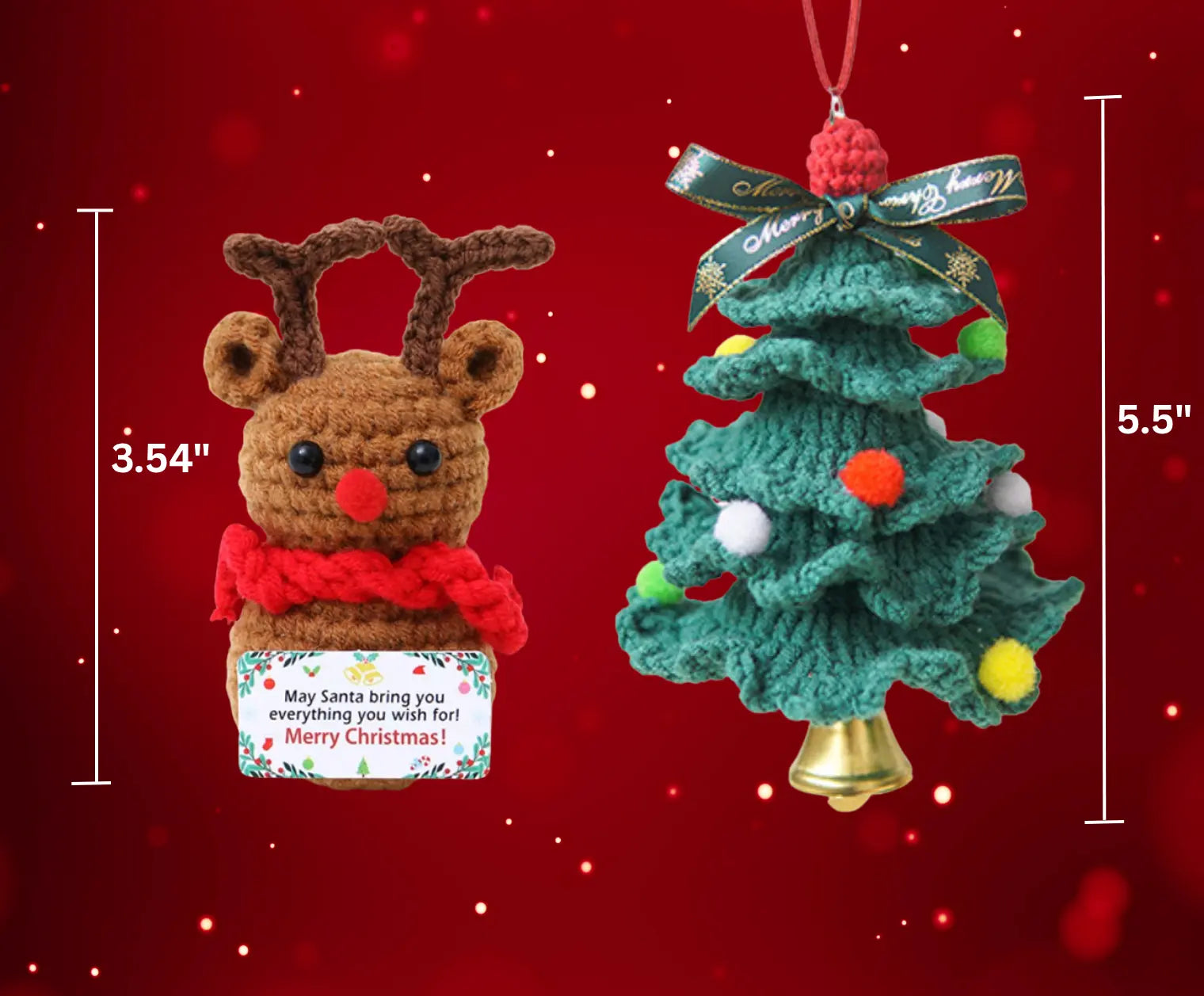 Mini Christmas Gift Box-Crochet Reindeer Christmas Tree(Box Size 3.9"*5.9") - Basketful Gifts
