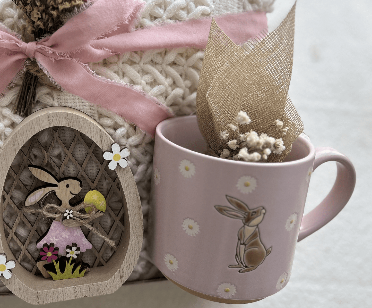 Morning Meadow | Pink& Creamy Easter Gift Basket & Spring Botanical Care Package - Basketful Gifts