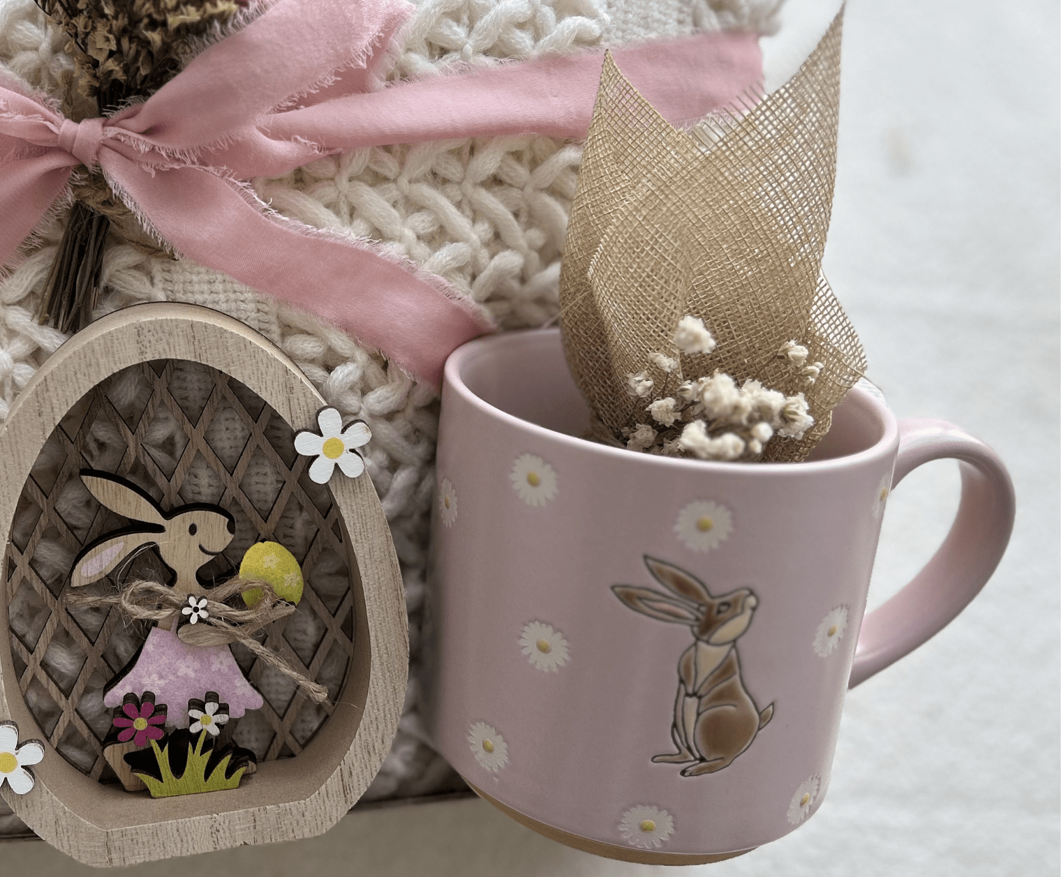 Morning Meadow | Pink& Creamy Easter Gift Basket & Spring Botanical Care Package - Basketful Gifts