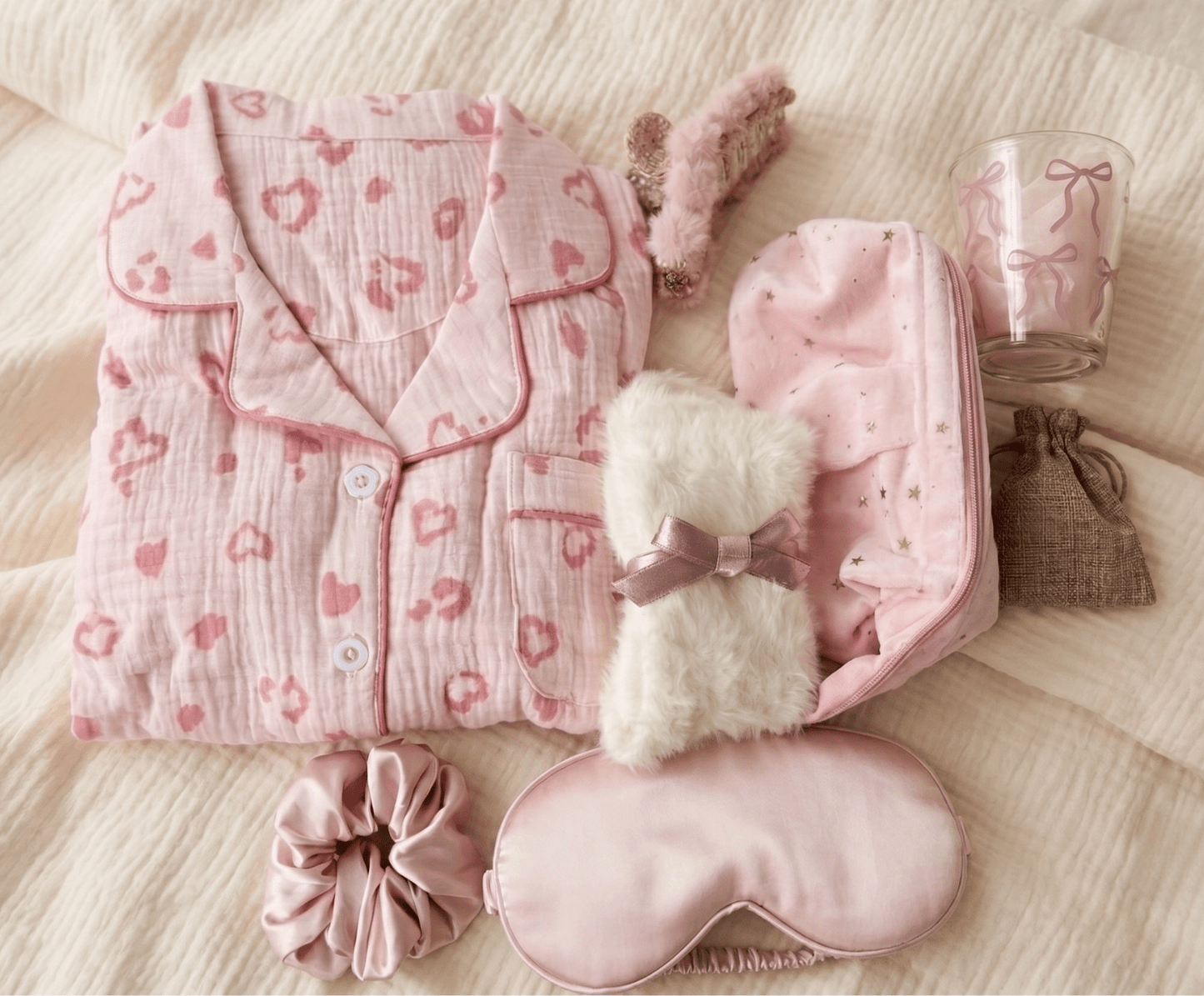 Pink Care Package – Pajamas & Self-Care Essentials - Basketful Gifts