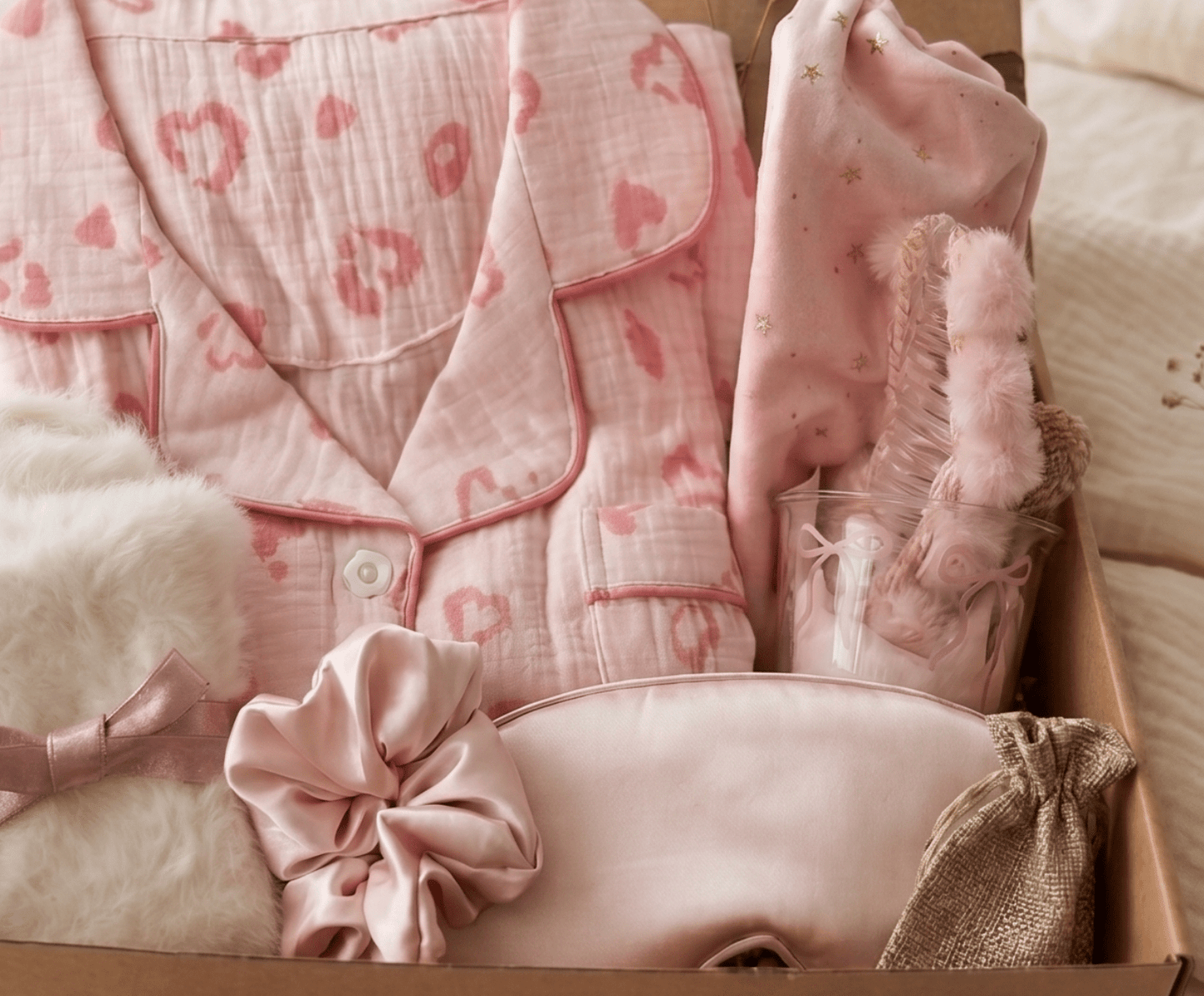 Pink Care Package – Pajamas & Self-Care Essentials - Basketful Gifts