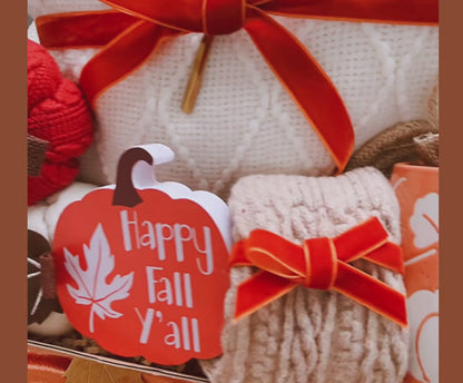 Happy Fall Y'all Cozy Care Package for Her – Blanket, Pumpkin Mug & Warm Socks Gift Basket