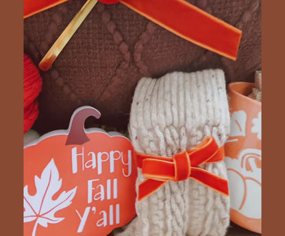 Fall Cozy Care Package for Her – Plum Blanket, Pumpkin Mug & Warm Socks Gift Basket