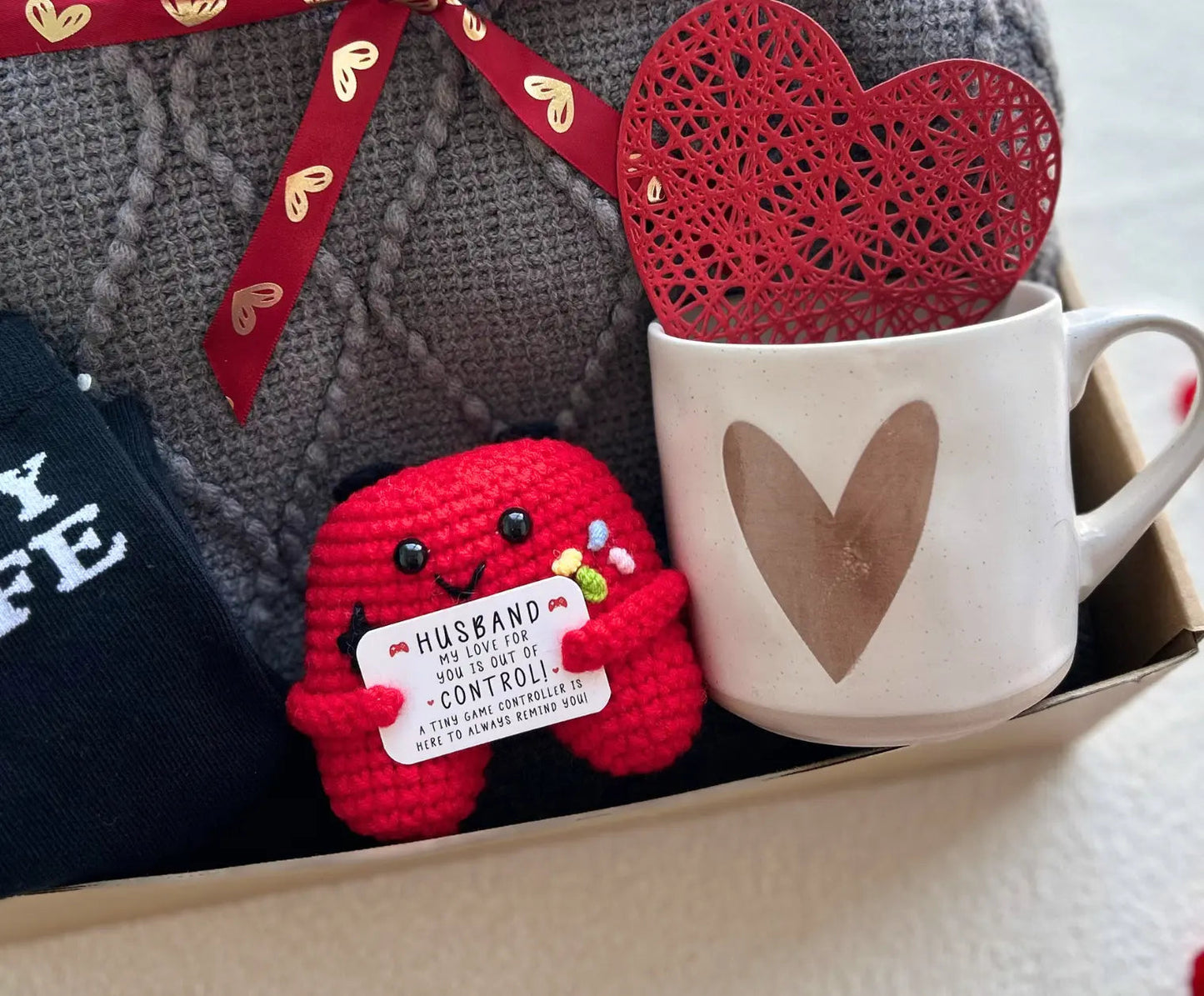 Romantic Valentine Gift for Husband(Game Lovers/Sports Lovers) – Knit Blanket, Mug & Cozy Accessories - Basketful Gifts