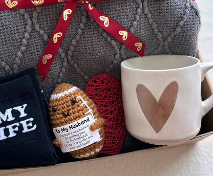 Romantic Valentine Gift for Husband(Game Lovers/Sports Lovers) – Knit Blanket, Mug & Cozy Accessories - Basketful Gifts