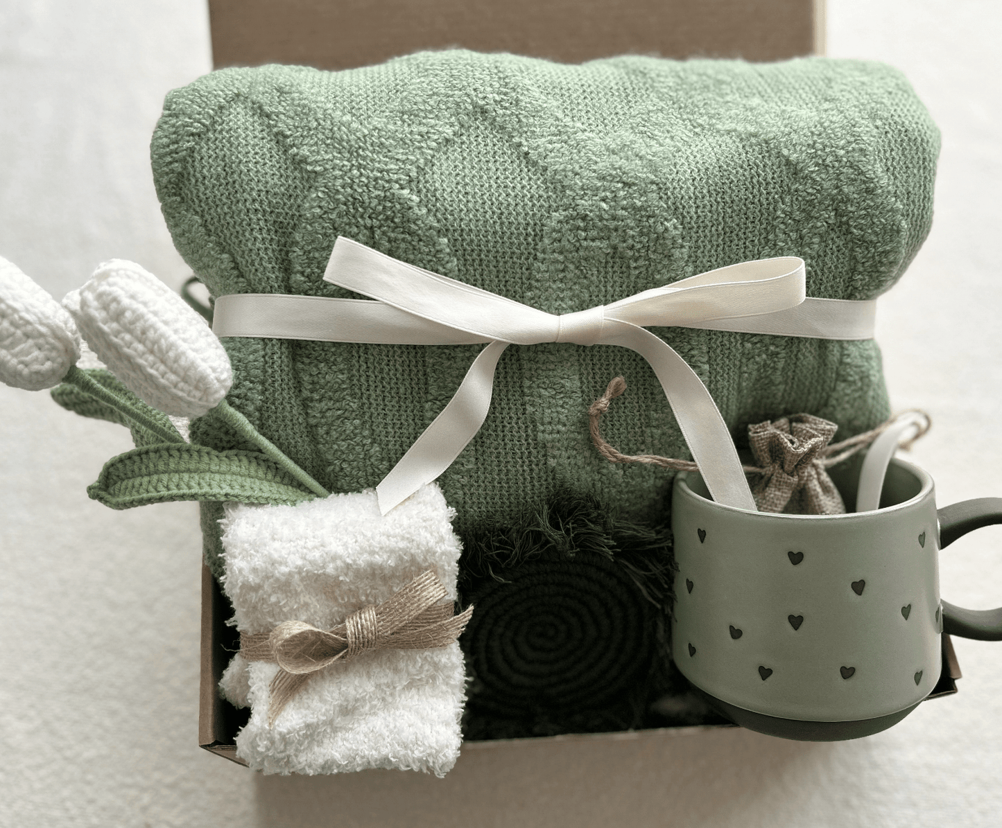 Sage Green Care Package Spring - Cozy Birthday & Thinking of You Gift Box - Basketful Gifts
