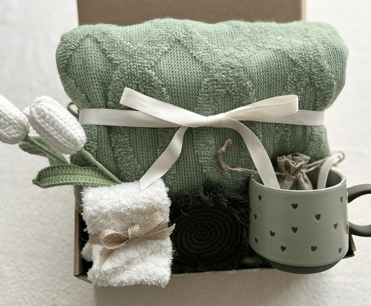 Sage Green Care Package Spring - Cozy Birthday & Thinking of You Gift Box - Basketful Gifts