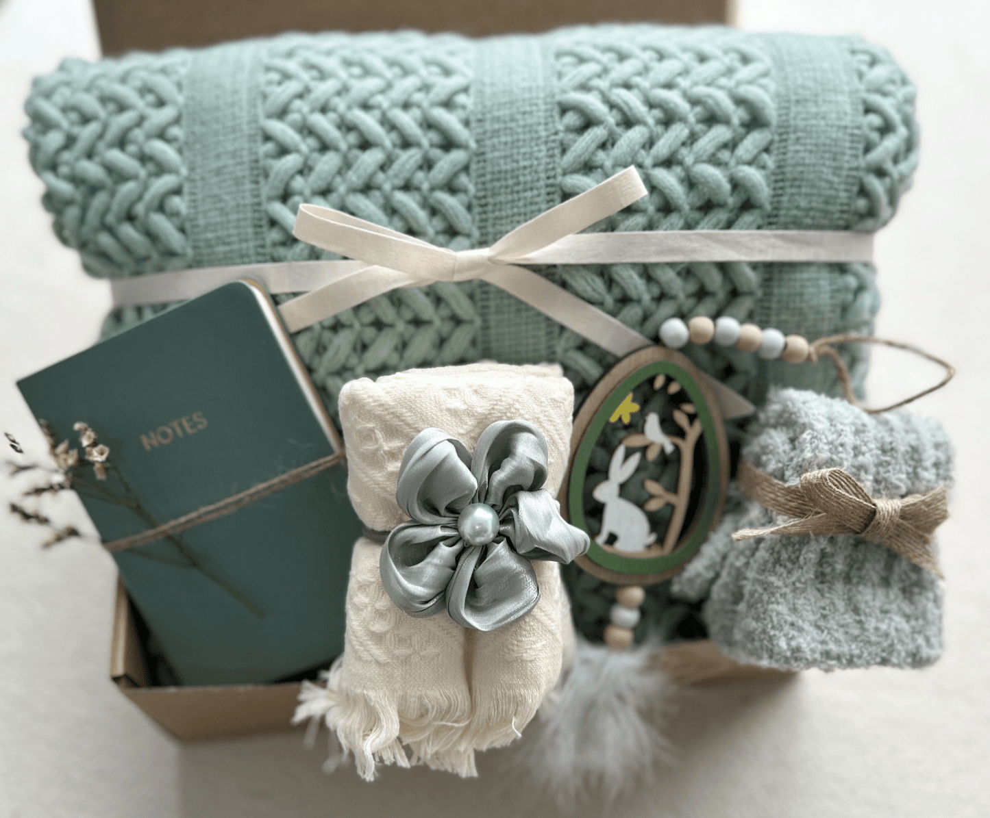 Sage & Serenity | Earthy Sage Green Gift Basket & Botanical Home Care Package - Basketful Gifts