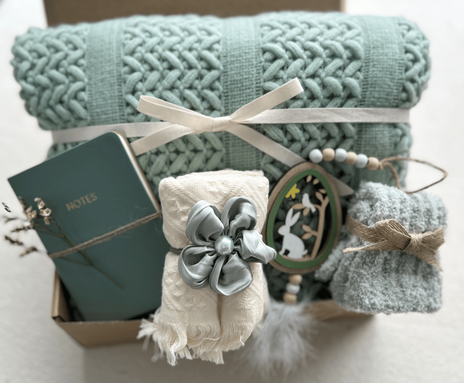 Sage & Serenity | Earthy Sage Green Gift Basket & Botanical Home Care Package - Basketful Gifts