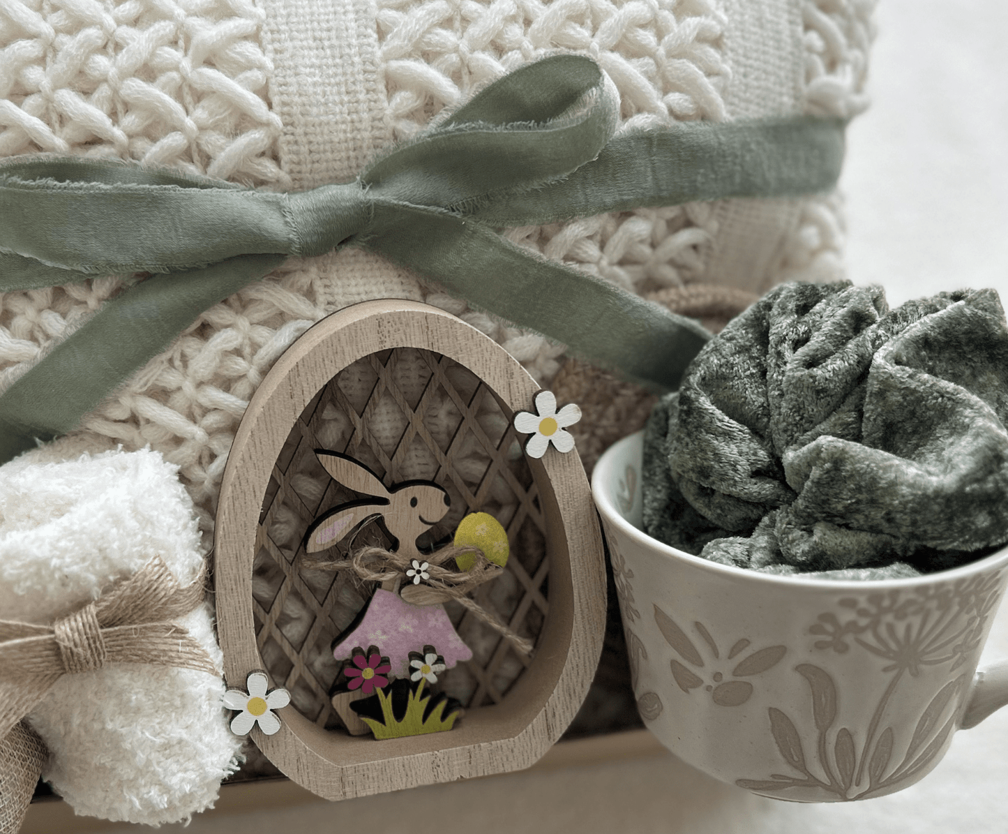 Sage Springtime | Luxury Easter Gift Basket & Sage Green Relaxation Care Package - Basketful Gifts