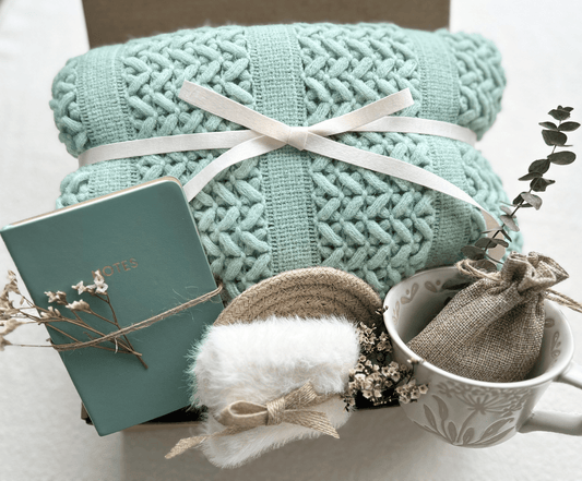 Self-Care Gift Basket for Women - Luxury Sage Green Curated Care Package with Mug, Journal & Aromatherapy Set