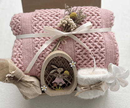 Spring Meadow | Luxury Easter Gift Basket for Her with Wooden Bunny Decor - Basketful Gifts