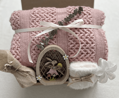 Spring Meadow | Luxury Easter Gift Basket for Her with Wooden Bunny Decor - Basketful Gifts
