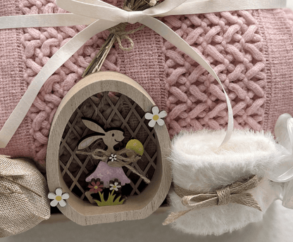Spring Meadow | Luxury Easter Gift Basket for Her with Wooden Bunny Decor - Basketful Gifts