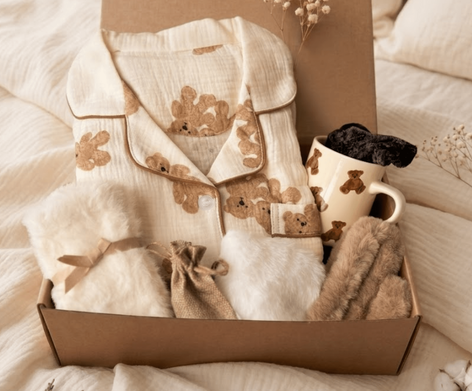 Teddy Bear Self-Care Gift Basket – Cozy Pajamas & Comfort Set - Basketful Gifts
